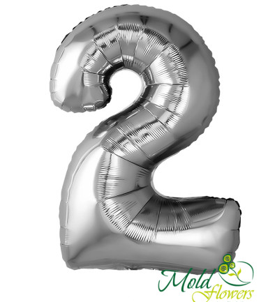 Balon cifra din folie "2" argintiu foto 394x433